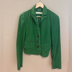 Anthropologie Green Cotton Blazer